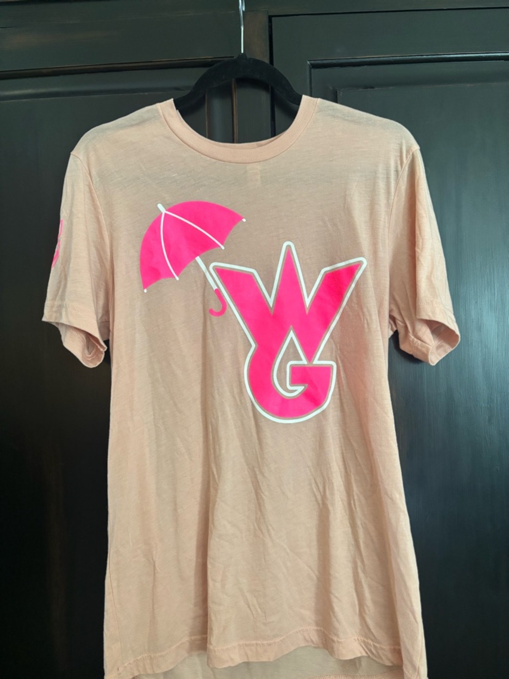 ICE Allstars Peach Tee with Hot Pink Umbrella & Weather Girls Logo